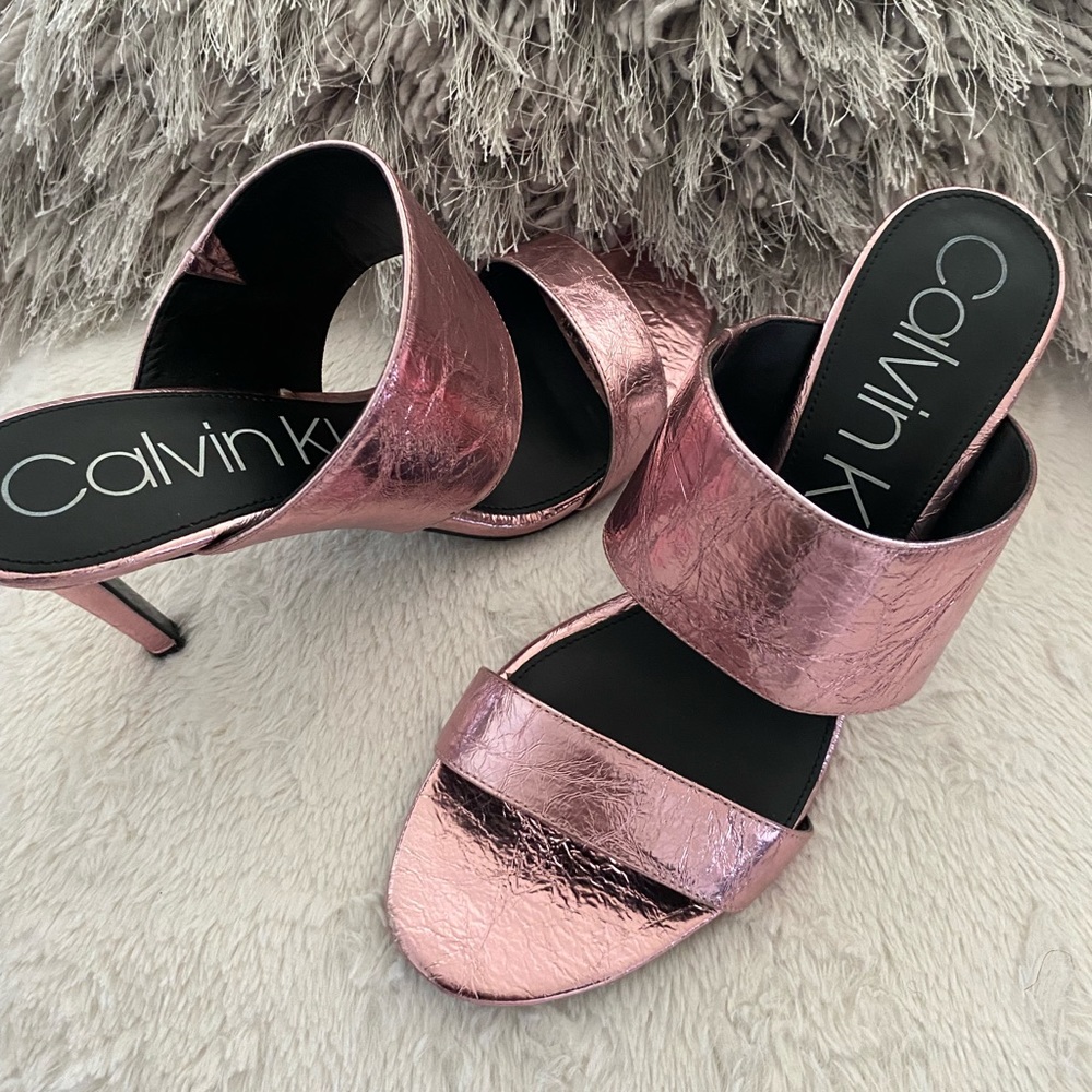 Calvin Klein Rose Gold Metallic Sandals